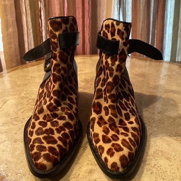 Sharif Studio Shoes - Leopard ankle boots genuine leather with a western flair